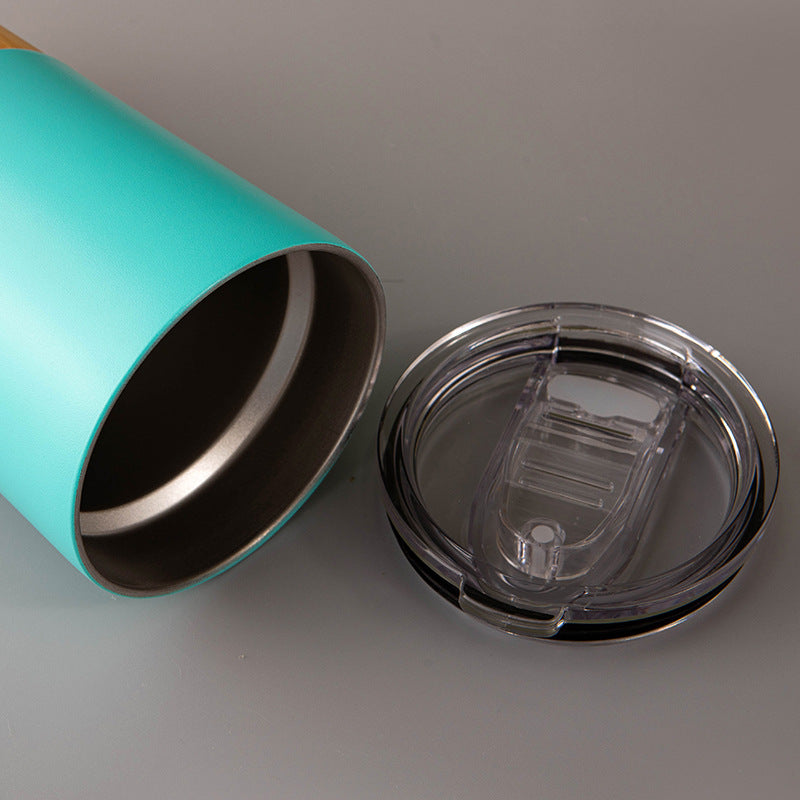 Double-Walled Stainless Steel Insulated Tumbler with Bamboo Shell Sleeve – 20oz Travel Mug for Coffee, Outdoor, and Car Use