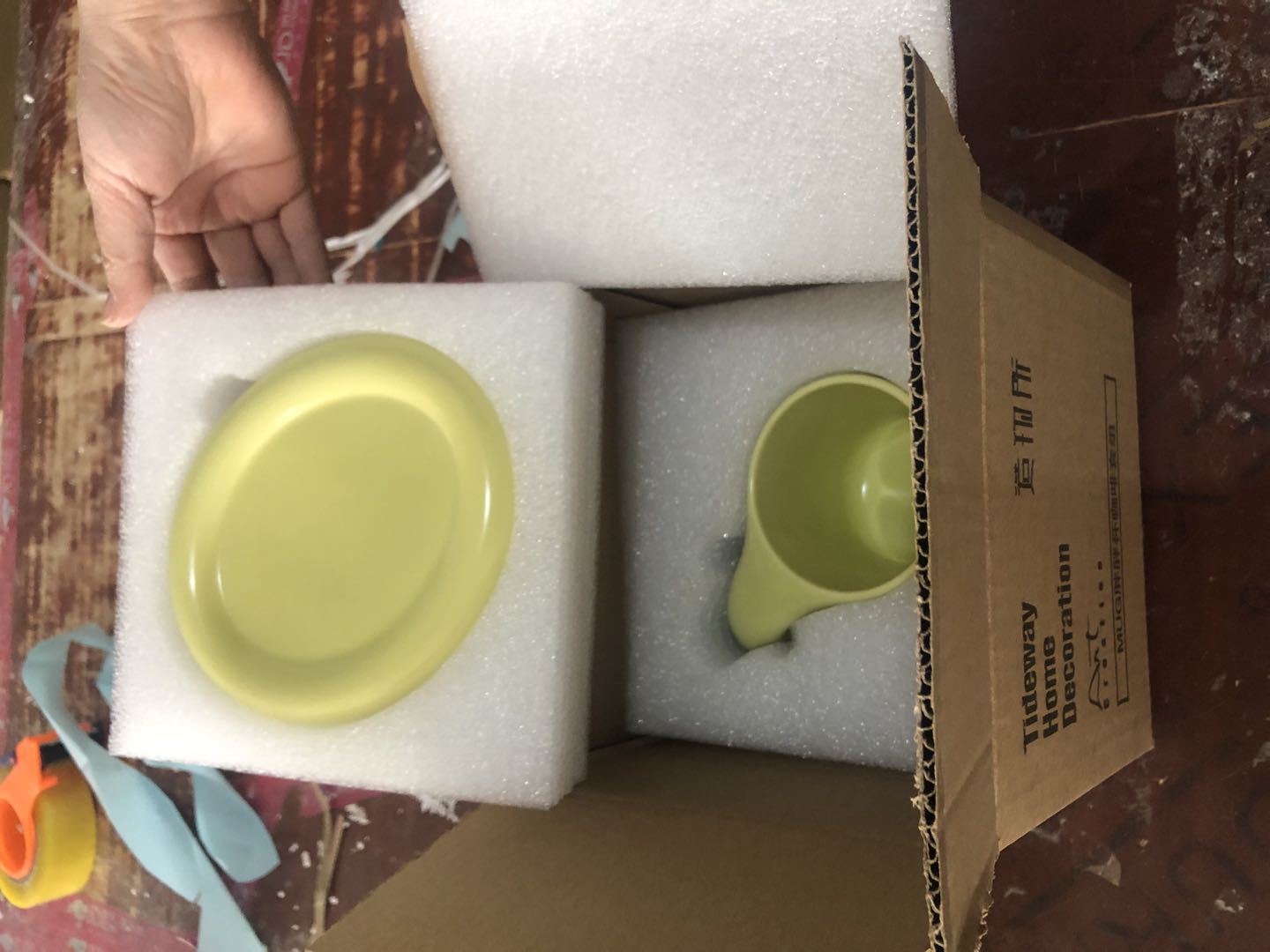Chubby Mug & Saucer Set - 300ml Ceramic Coffee Cup with Plate for Drinks & Snacks (20.5x20.5x18.5cm, 1200g)