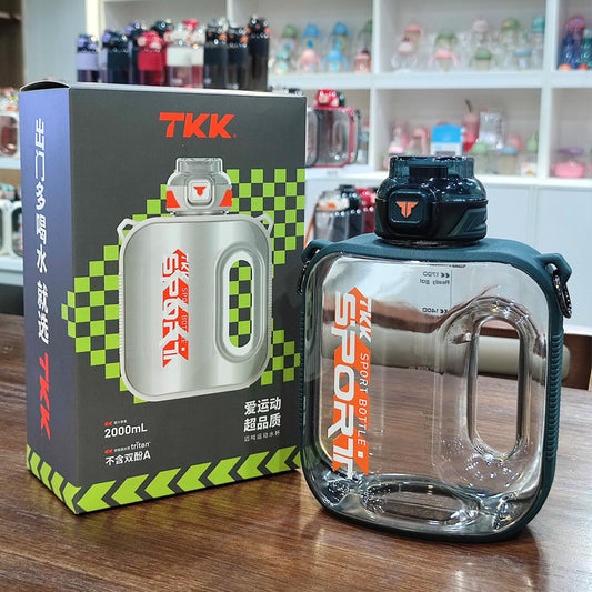 1L/1.6L/2L Tritan Sports Water Bottle with Straw – Leakproof, BPA-Free, Durable-TKK1022